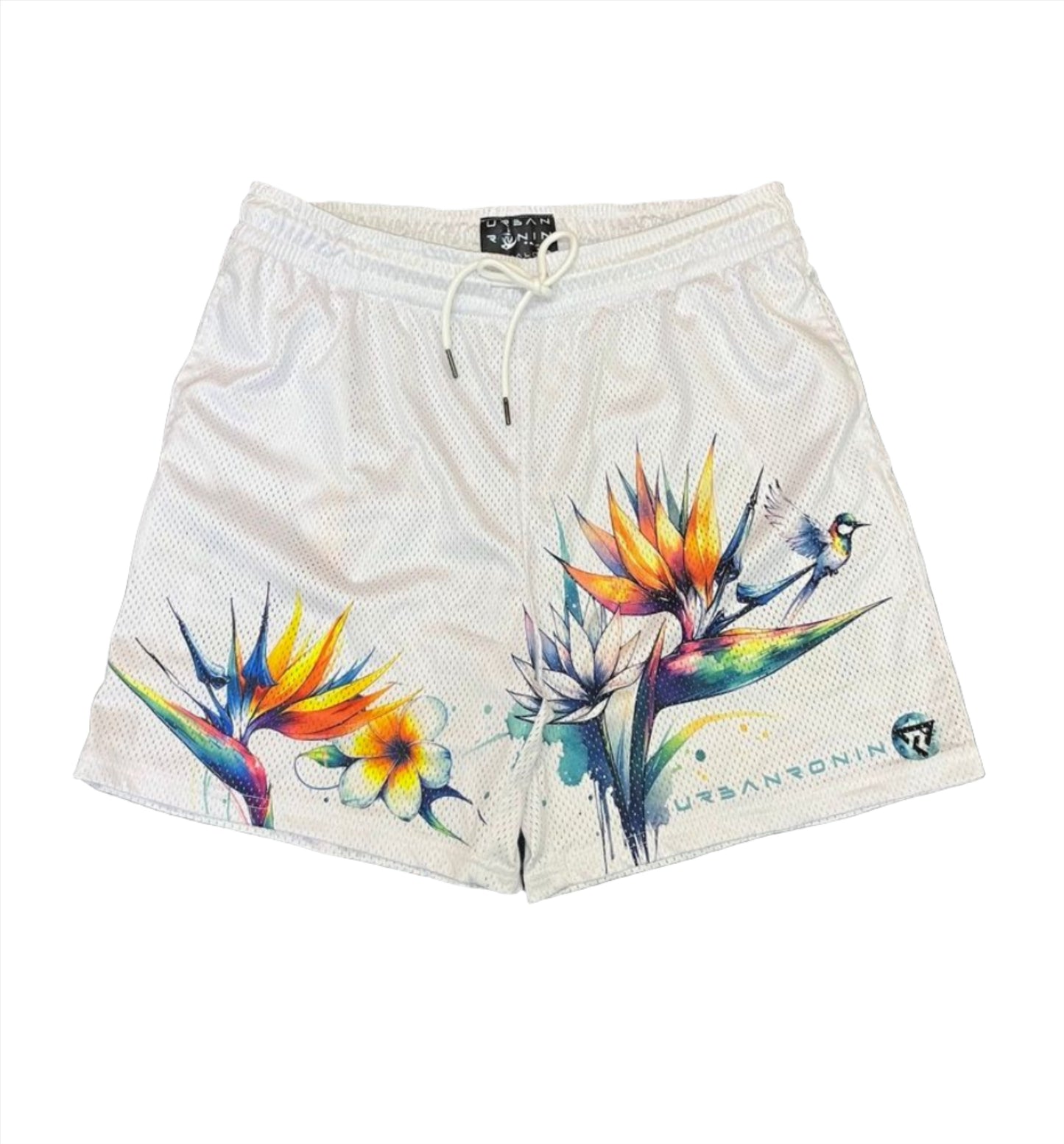 (F) WHITE PARADISE UNISEX SHORTS (PRE-ORDER)