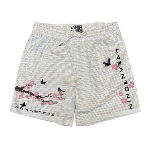 (I) SAKURA-White UNISEX SHORTS (PRE-ORDER